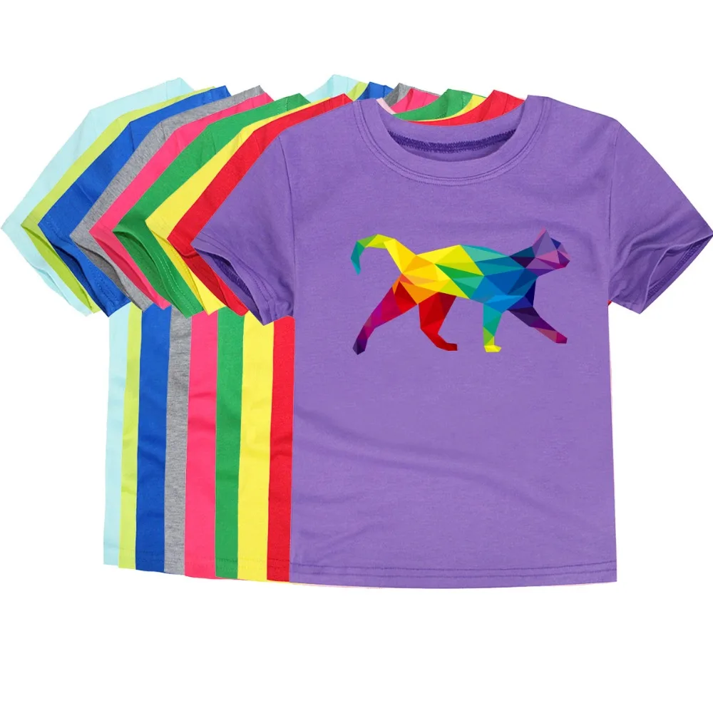 

Summer Short Sleeve Cotton Boys T Shirts Girls Cat T-shirt Children Clothes Baby Tops Boys Tees Kids Tops 3 Digital Tees 2-14Yrs