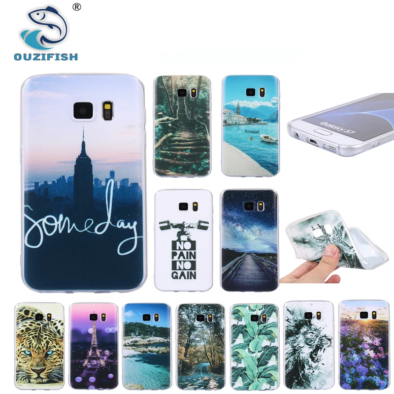 OUZifish Симпатичные кремния ТПУ прозрачный чехол для samsung Galaxy S7 мягкий ультра тонкий