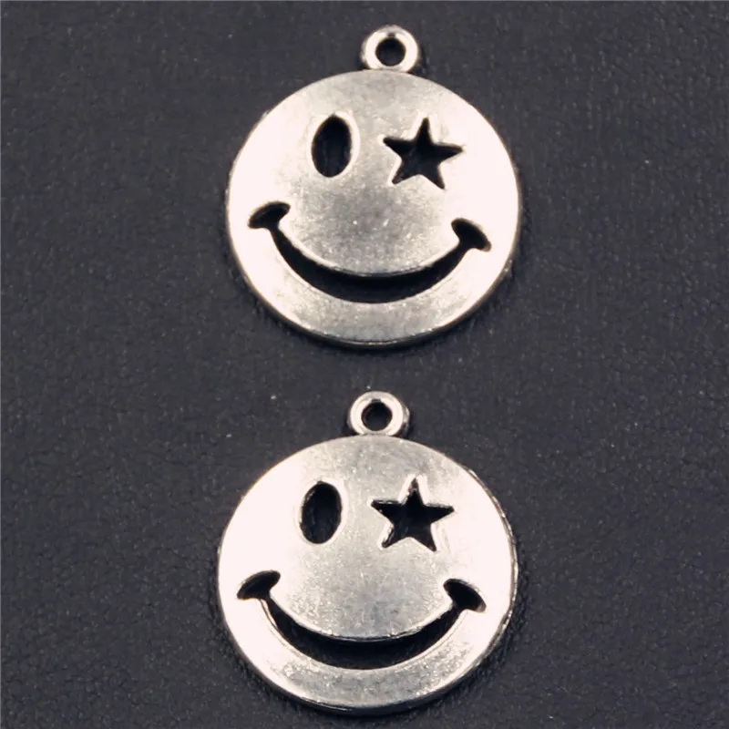 WKOUD 10 шт античные с серебристым улыбка Шарм Подвески из цинкового сплава, цинковый сплав, для сережек ожерелья ювелирные украшения сделай сам делая A504