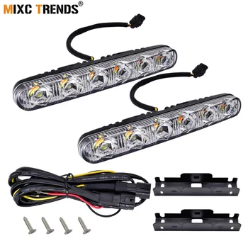 

1Pair White Amber Flowing LED DRL Turn Signal Light Dual Color Turning LED Daytime Running Light 12V Warning Driving Fog Lamp