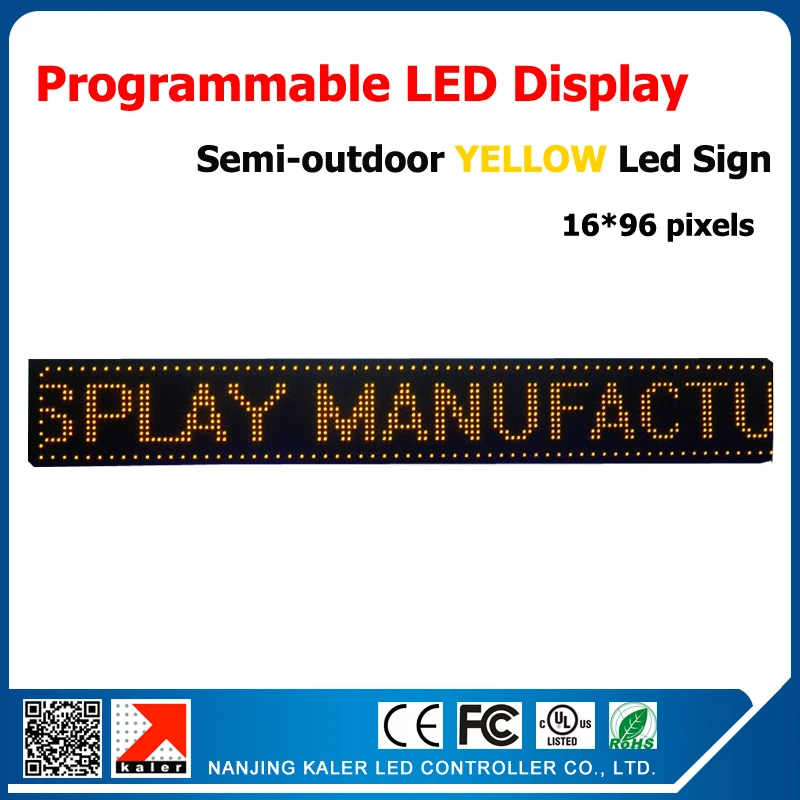 

P10 LED module 1/4 scan 16*96 pixels 10x41inches led billboard moving sign text yellow led semi-outdoor