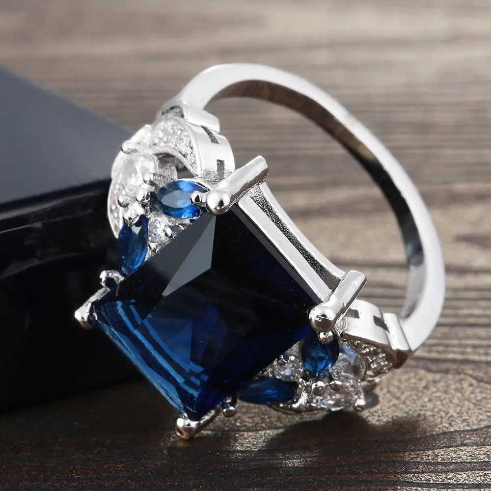 Мода Простые Свадебные Обручение кольцо с большим камнем модные синие/красные/зелеными кристаллами ручной работы; комплект: циркон женские кольца, бижутерия оптом anillos