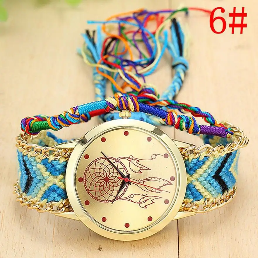 Vansvar бренд ручной работы плетеный Ловец снов часы для браслетов дружбы женский веревочный кварцевые часы relogio feminino