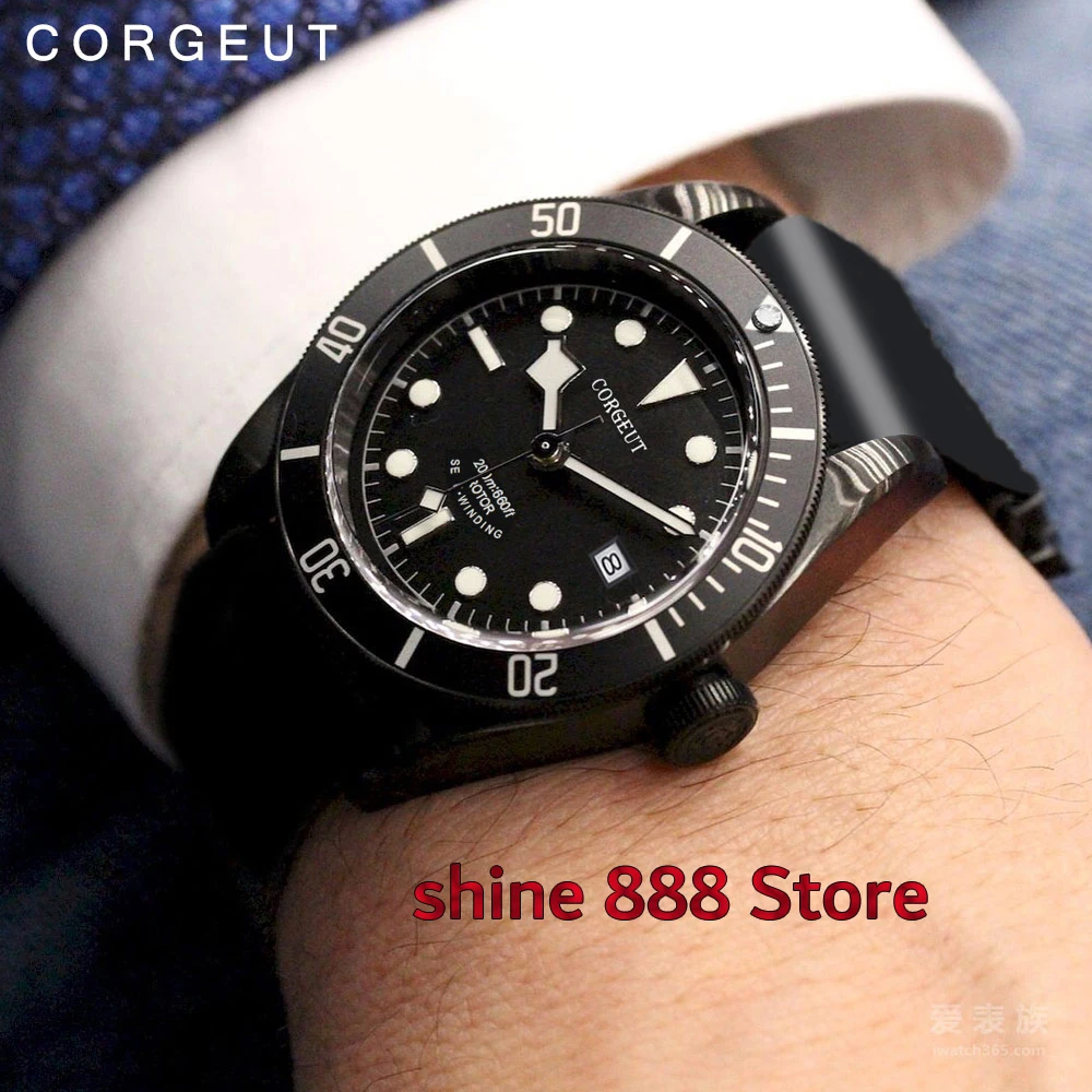

Corgeut 41mm black dial Black PVD Case luminous markers sapphire glass miyota Automatic movement Men's Watch