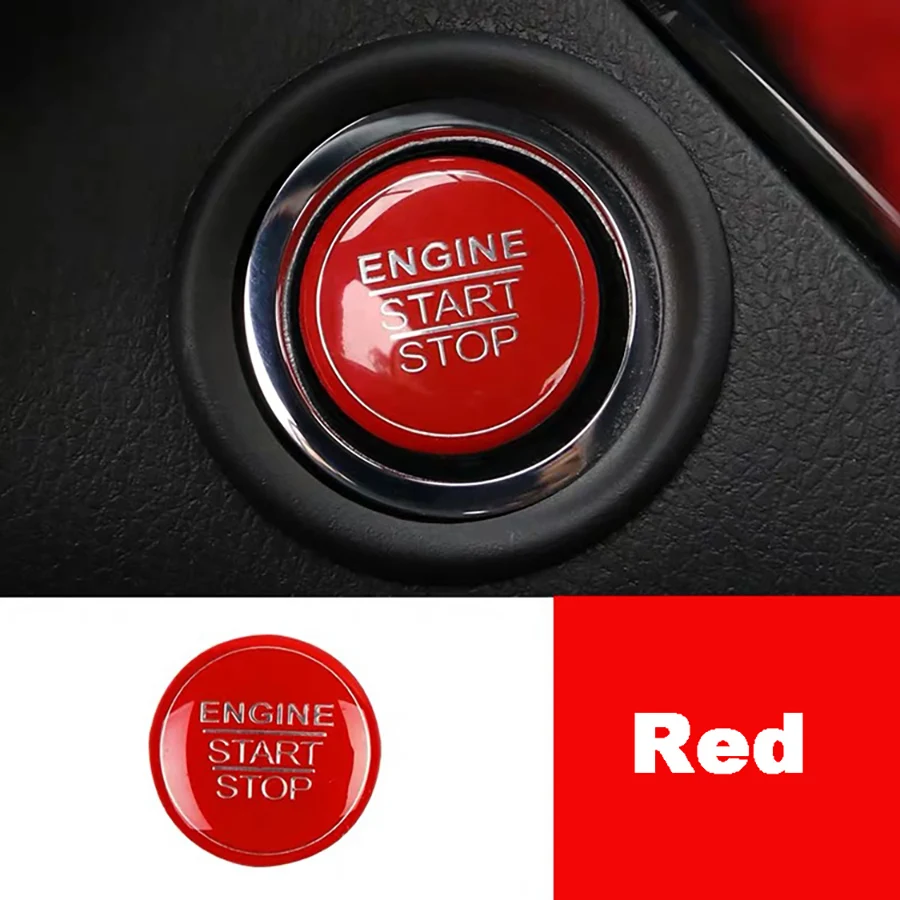 Wooeight Red Blue Black ABS Engine Start Stop Ignition Switch Push Button Cover Trim Cap For Toyota C-HR CHR 2017 2018 2019 (10)