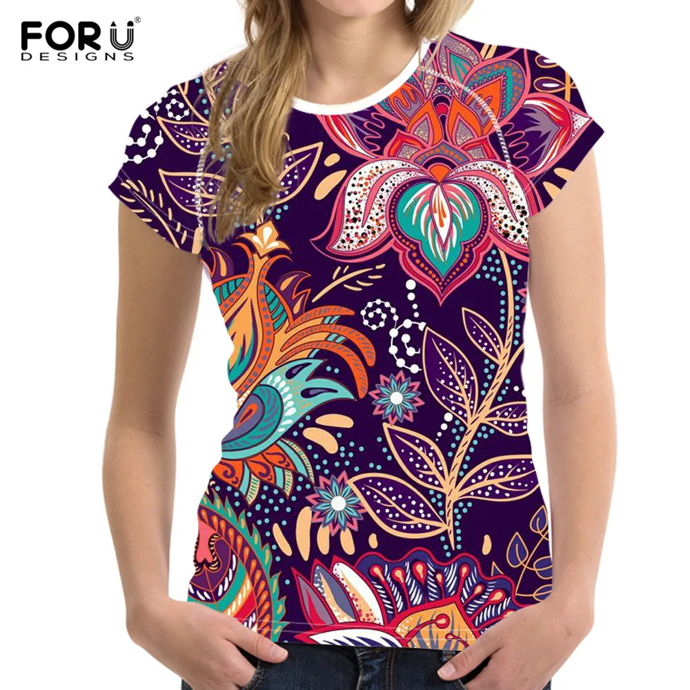 Модные женские летние топы FORUDESIGNS в цветочном стиле женская футболка с 3D принтом