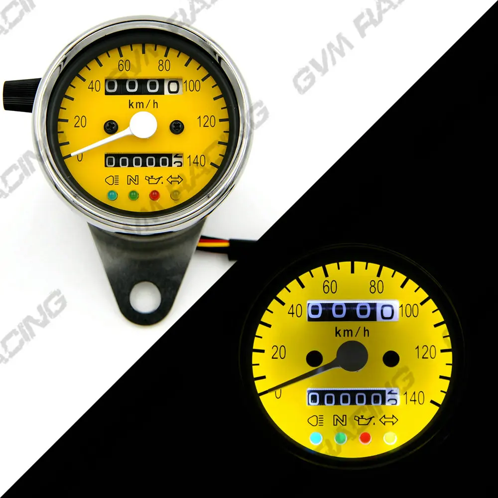 Vintage Silver Housing Yellow Face Mechanical 0 140KMH Stainless