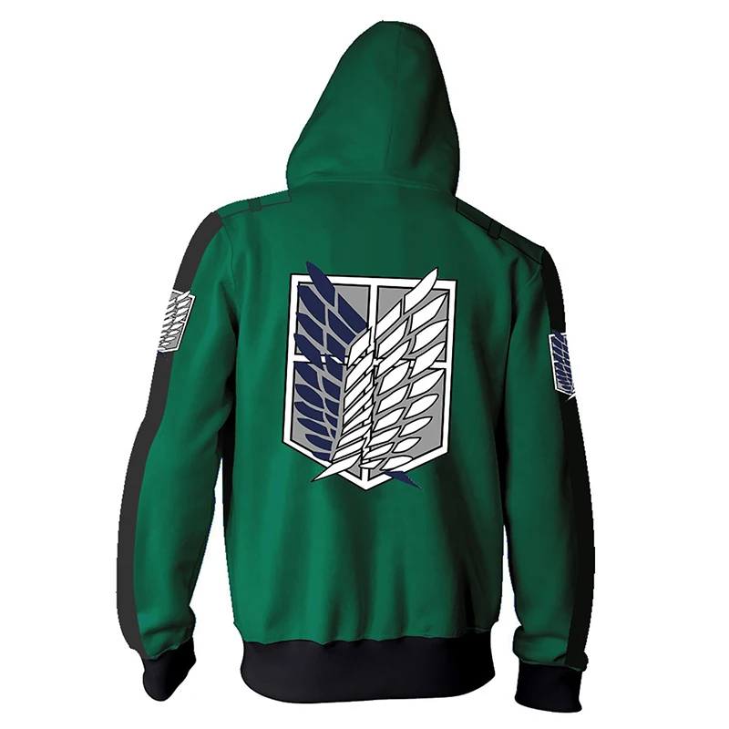 Cosplay&ware Anime Attack On Titan Hoodie Jacket Shingeki No Kyojin Legion Eren Cosplay Costume Party Sportswear Thin Zipper Hoodies -Zentai shop online