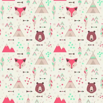 

Birthday photography backdrop Cartoon fox and bear photo background for newborn pictures D-9329