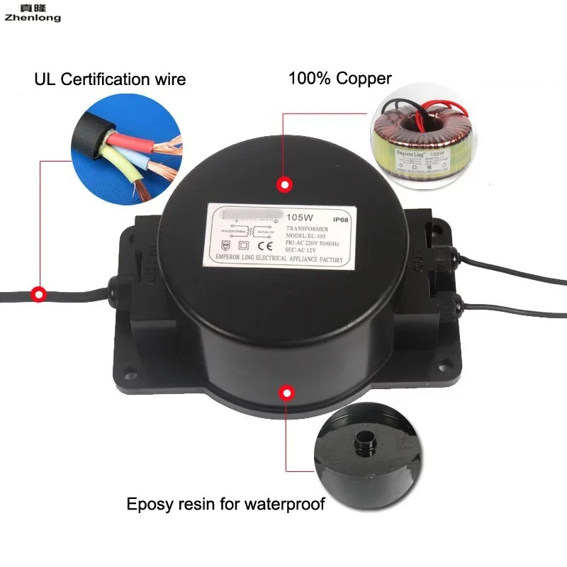 Светодиодный подводный трансформатор AC12V IP67 водонепроницаемый 20 Вт 60 120 200 220 В