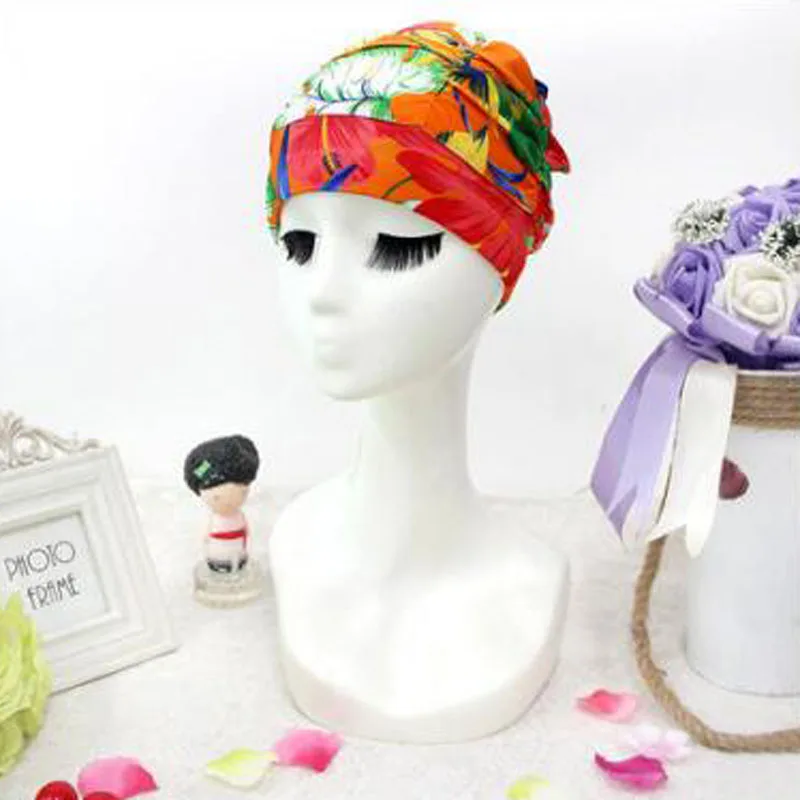 Женская защита ушей Цветочная шапочка для плавания эластичная шапочка для купания подходит для длинных волос Пляжные шапки различные стили - Цвет: D-5