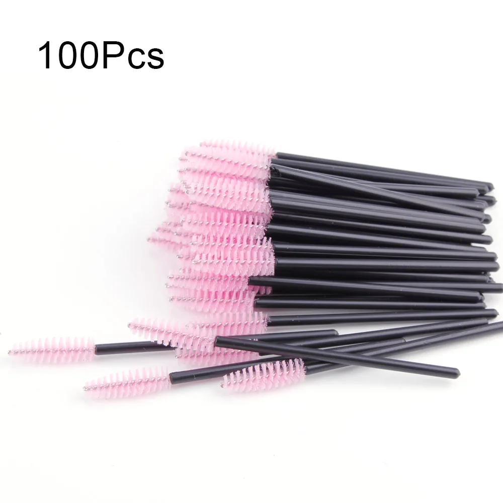 50/100Pcs Disposable Eyebrow Brush Mascara Wands Applicator Spoolers Eye Lashes Brushes Eyelash Extension Makeup Accessories - Цвет: 100pcs pink