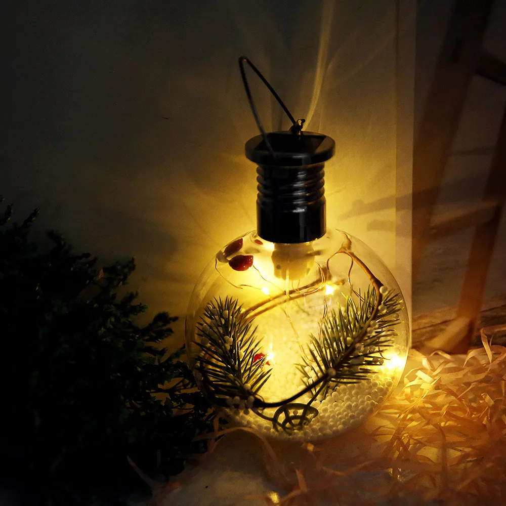 Solar Powered Christmas Copper Wire Suspension Bottle Decoration Light Outdoor Sun Copper Wire Spherical Bulb Suspension Lamp