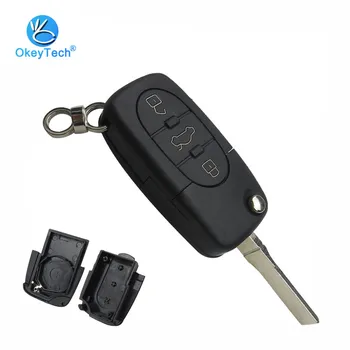 

OkeyTech 2/3/4 Button Flip Folding Remote Car Key Shell Cover Case Fob Keychain 2032 Battery Holder for Audi A2 A3 A4 A6 A8 TT