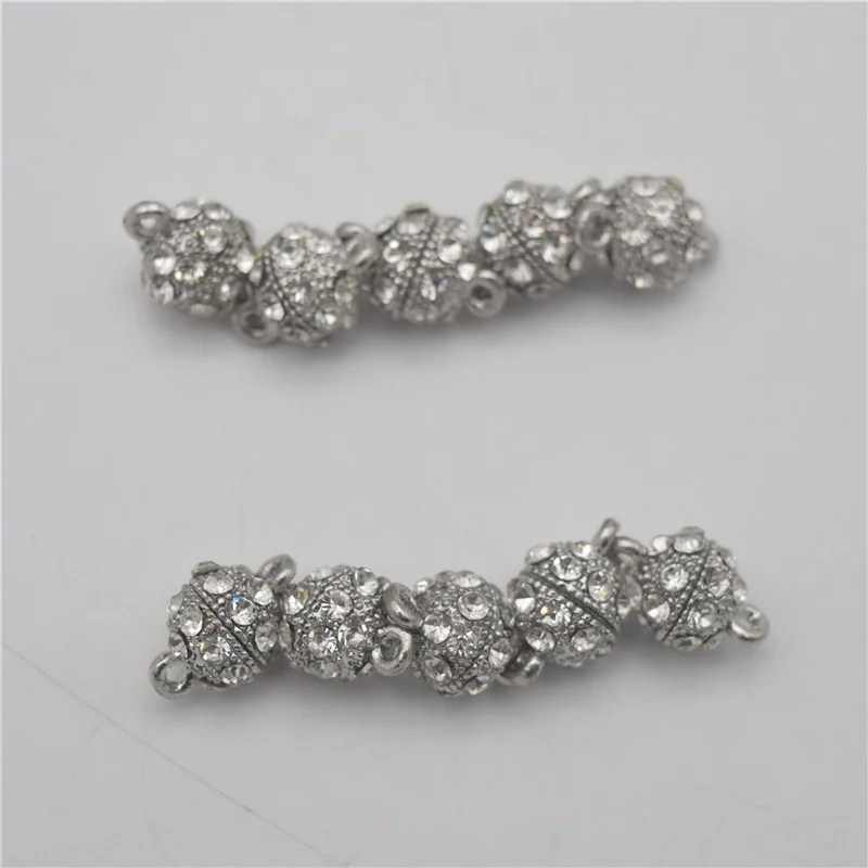 

50pcs Spherical Magnetic Clasp Magnet Buckle With Rhinestone Connectors Fit for Necklace Bracelet DIY Jewelry Findings