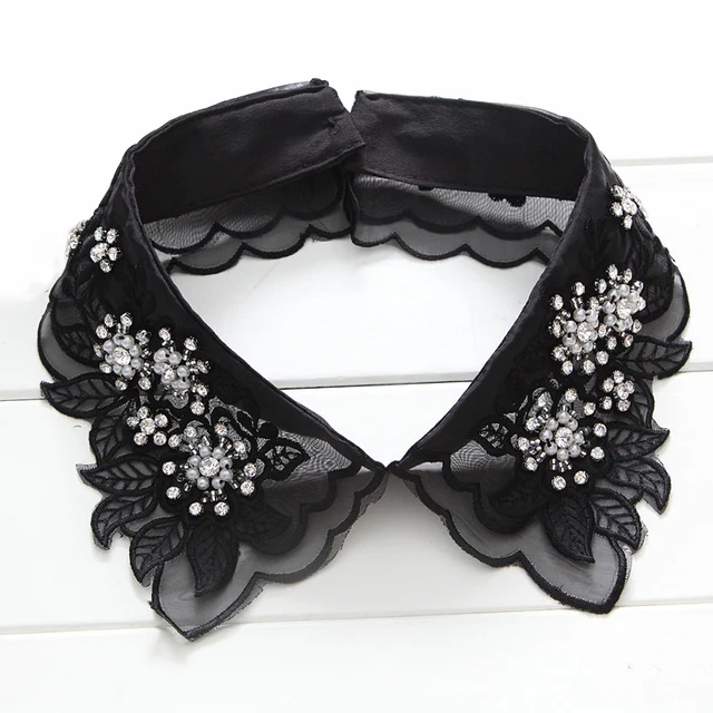 Ladies Fake Collar Women Detachable Collars Lace Faux Pearl decorations ...