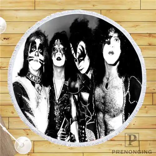 На заказ DIY Подгонянная ткань из микрофибры kiss_band(1)@ круглое пляжное одеяло полотенце с принтом по запросу 150 см#19-01-28-3-62