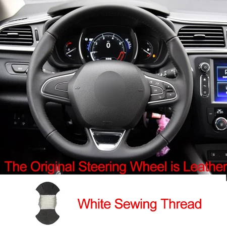 Ручной швейный чехол рулевого колеса автомобиля для Renault Kadjar Koleos Megane Talisman Scenic Volant Оплетка на руль - Название цвета: Leather White