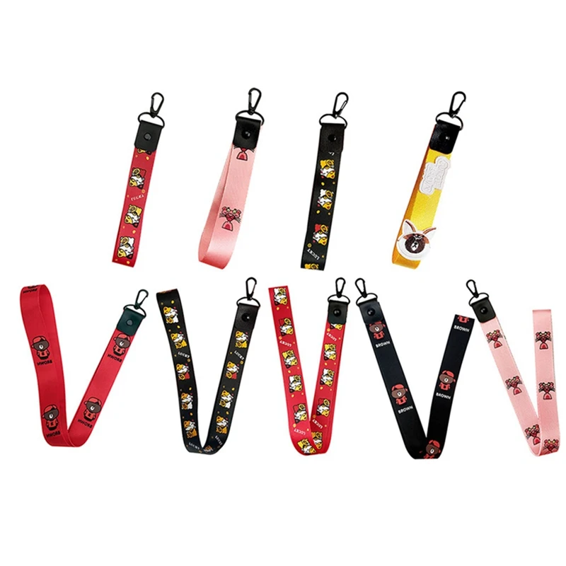 

Universal Cartoon Pink Leopard Polyester Material Ribbon Lucky Cat Bear Mobile Phone Lanyard For IPhone6S 7 8P Xs Max Xr