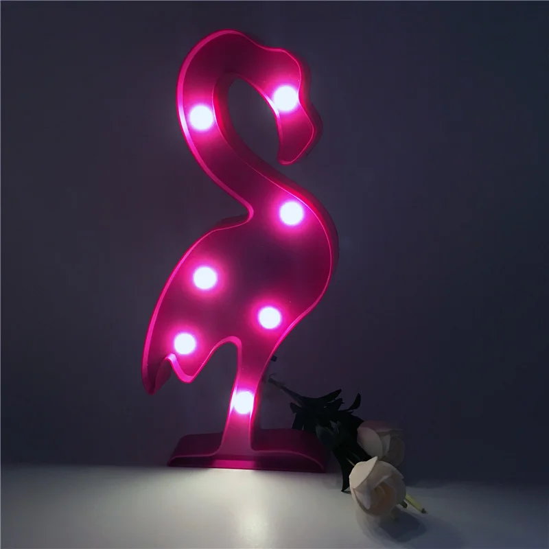 3D LED Flamingo Lamp Battery Powered ABS Marquee Sign Night Light Home Wall Decoration Lights