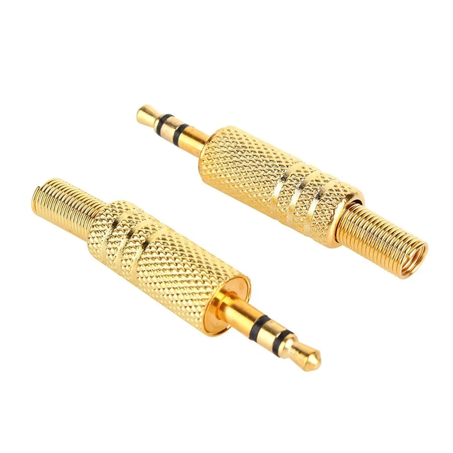 5 Pcs/Lot Gold Plated 3.5mm Stereo Male Audio Jack Plug Adapter
