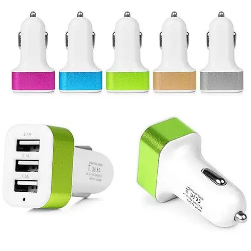 

USB Car Charger 3 Port Phone Charger Adapter Socket 2.1A 2.1A 1A Car Styling USB Charger Universal For iPhone Xiaomi Samsung