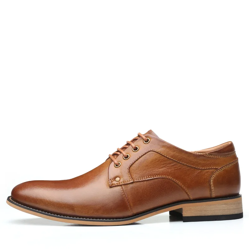 Men's Genuine Leather Shoes Extra Size 11 12 13 Top Head Leather Brand Dress Shoes Europe America Style Man Business