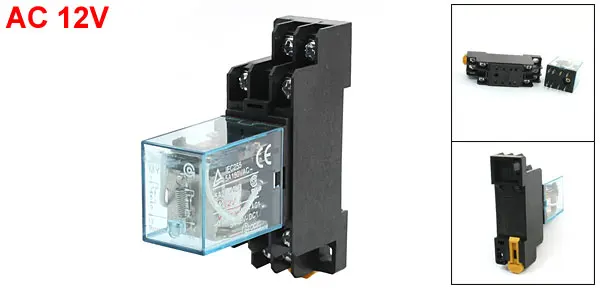 35mm DIN Rail DPDT 8 Pins General Purpose Power Relay AC12V Coil w Socket
