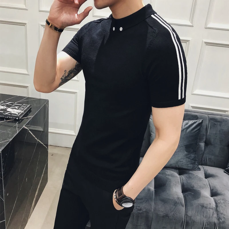Fall 2018 Sweaters Short Sleeves Sweaters Mens Khaki Winter Sweaters Thick Pull-over Homme Black Chompa Para Hombre Fashion