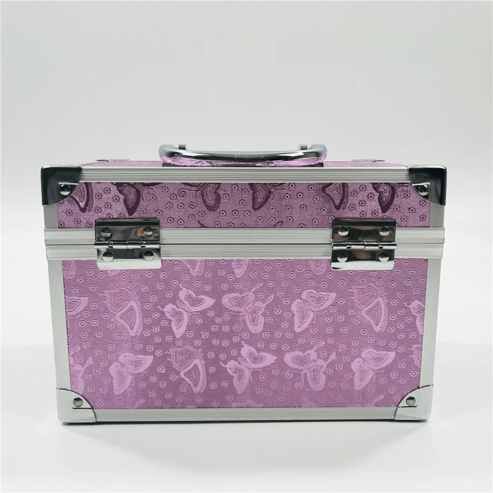 Профессиональный алюминиевый сплав макияж коробка розовый макияж с изображением бабочки чехол Красота чехол косметичка многоярусная Блокируемая коробка для ювелирных изделий