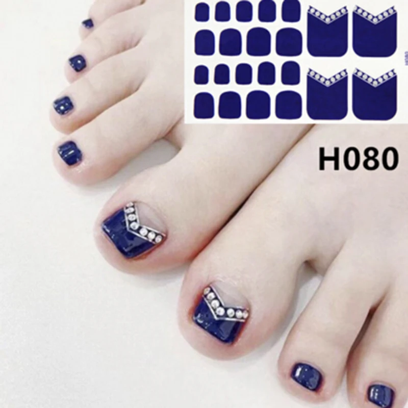 

40tips/sheet Toe Nail Stickers Full Cover Waterproof Fashion Toe Nail Wraps Manicure Decals Nail Art Adhesive Foil Stickers