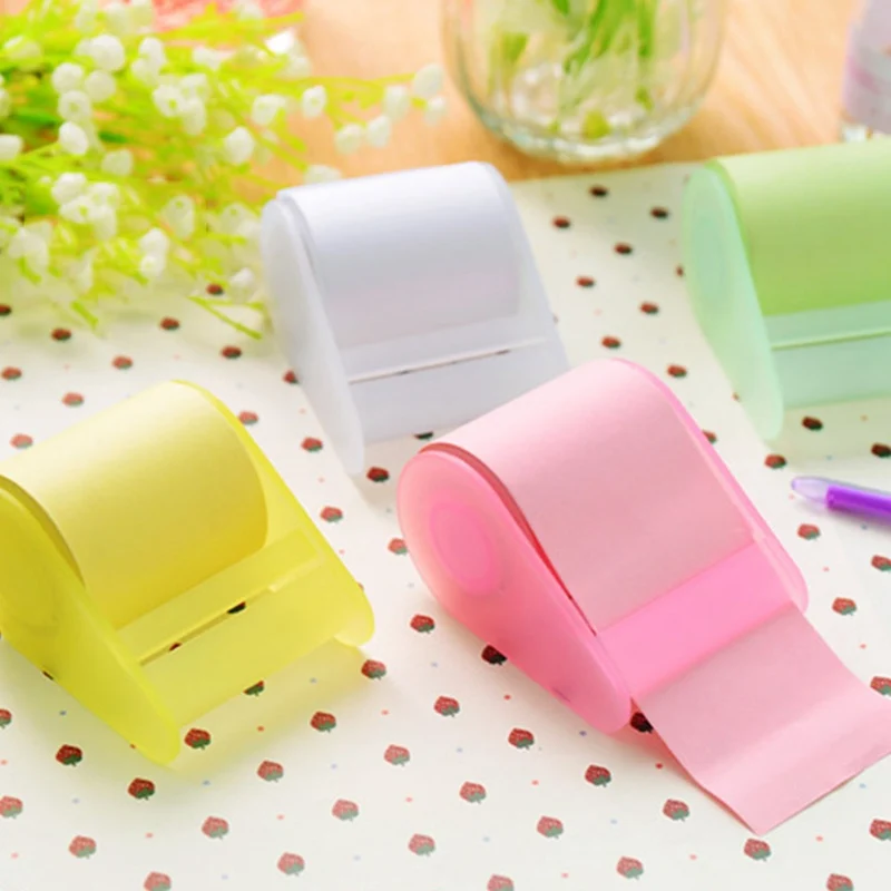 

Candy Color Memo Pad with Tape Dispenser Cute Sticky Notes Bookmark Stationery Label Stickers School Supplie Notepad escolar