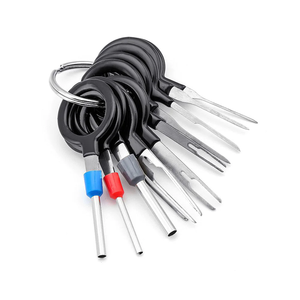 Volwco Terminals Removal Key Tools Set for Car 11Pcs Auto Electrical Wiring Crimp Connector Pin Extractor Puller Repair Remover Key Tools Set for Most Connector Terminal
