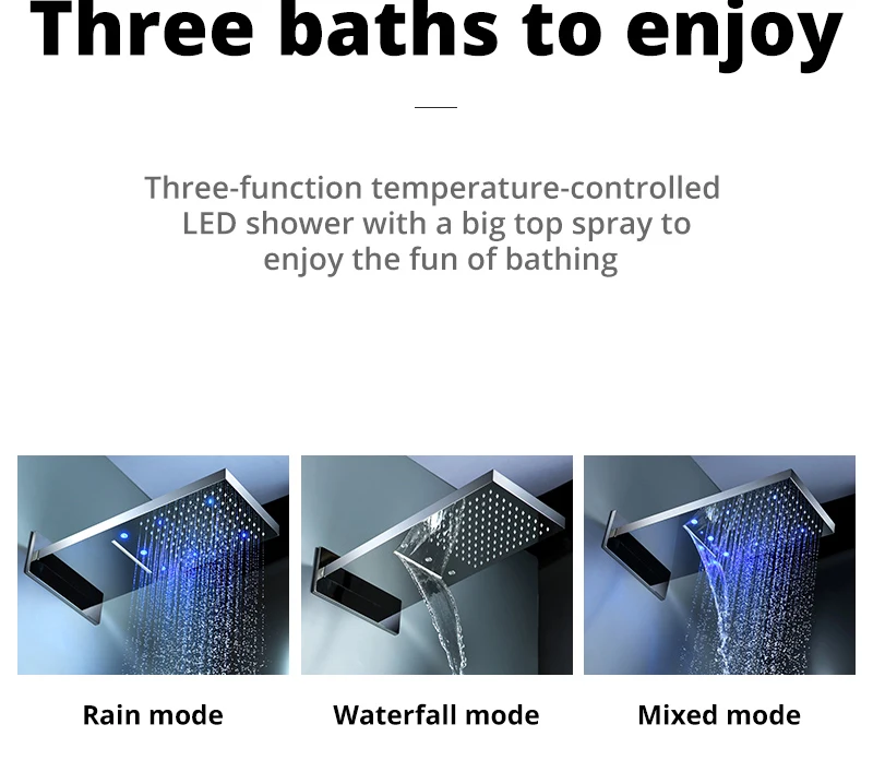 Led Shower Set 22 Waterfall Controller Smart Shower System Massage Bath & Shower Faucets (8)