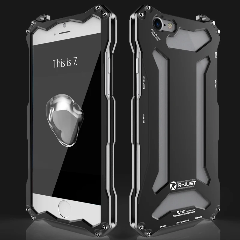 R-JUST трансформатор Гандам скалолазание Открытый Алюминиевый металлический каркас кейс чехол Защитный S для iPhone 7 8 iPhone7 Plus 5,5 - Цвет: Черный