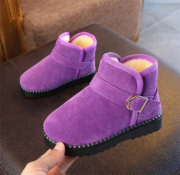 

MXHY Warm Kids Snow Boots For Children New Toddler Winter men and women Child Shoes Non-slip Flat Round Toe Baby Lovely Boots