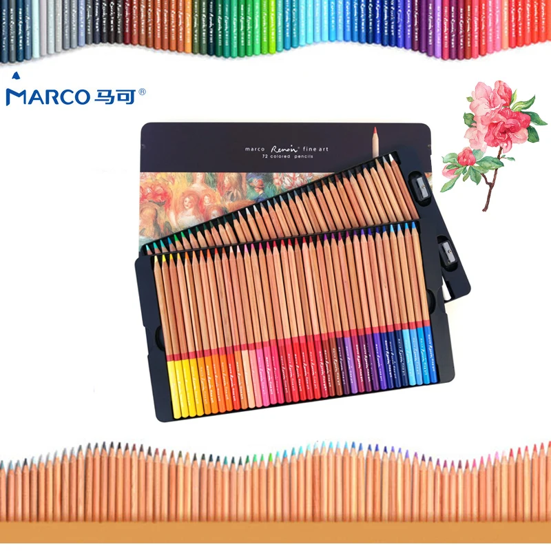 

Marco Renoir 24/36/48/72/100 Professional Oily Colored Pencils lapices de colores for Coloured Drawing Pencil Set Art Supplies