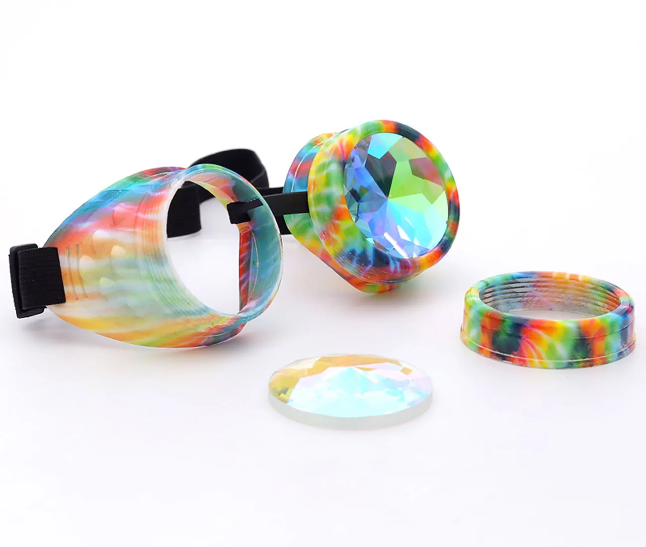 Hotselling Kaleidoscope Rainbow Crystal Lenses Steampunk Goggles EDM Glasses Gothic Cosplay Goggles Eyewear Vintage Halloween