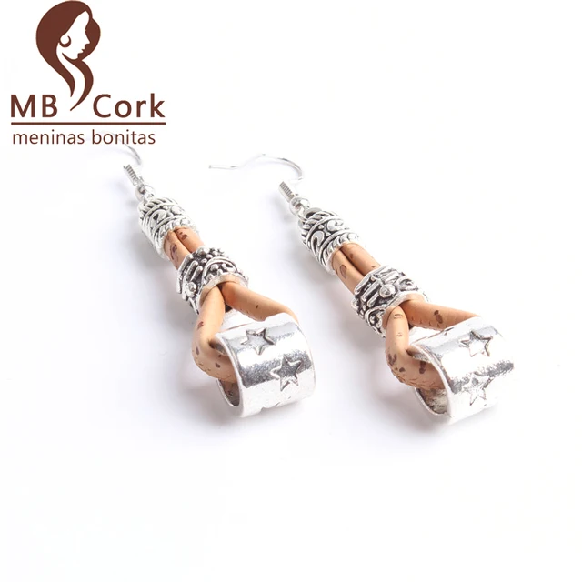 MB Europa Stock estrella de Corcho corcho mujeres encantadora cuelga los pendientes pendientes hechos a mano
