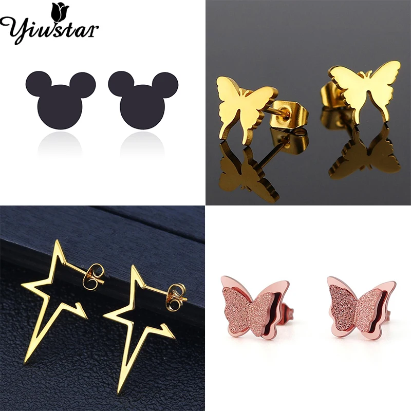 

Yiustar Samll Mickey Tiny Earrings Christmas Earrings Gifts for Kids Cute Stainless Steel Stud Earrings Everybody Minimalist Ear