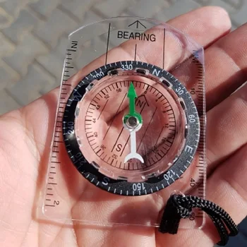 

1 Piece Transparent Plastic Handheld Compass Travel Outdoor Proportional Footprint Map Ruler Hiking Military Compass Drop Ship