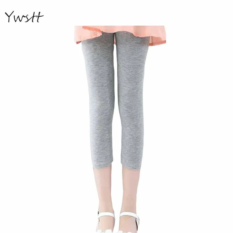 YWSTT Girls Summer Leggings 2017 Summer Girls Candy Color Calf-length Thin Leggings Kids Legging