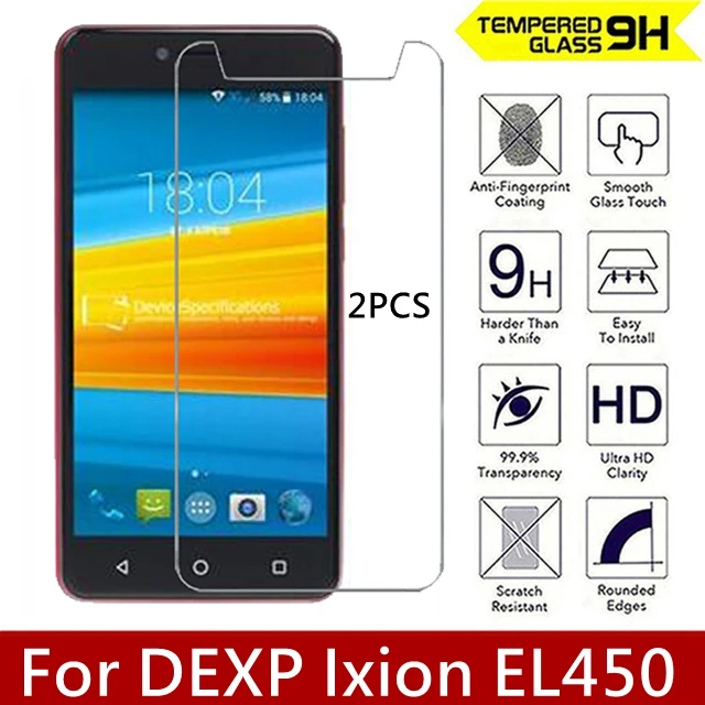 2 шт./лот 2.5D 9H закаленное стекло пленка для DEXP Ixion EL450 защита экрана