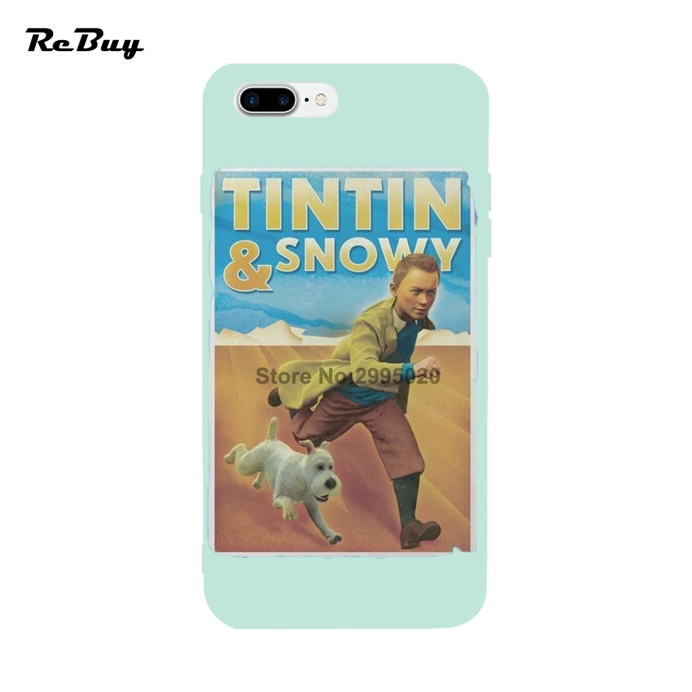 TinTin Cartoon The Adventures Cover For Iphone 6s 7 8 X 8Plus Ultra-thin Soft TPU Glaze 7plus/6Plus Case Funda Shell |