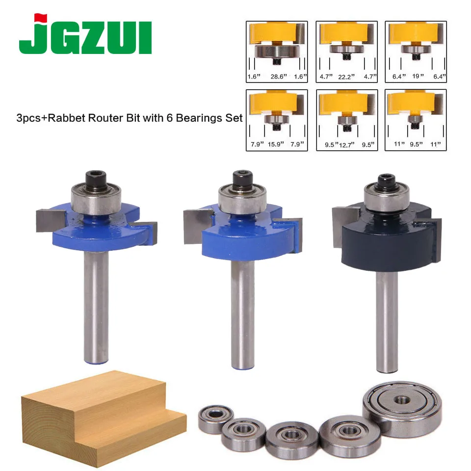 Billig 3 stücke Rabbet Router Bit mit 6 Lager Set 1 2 \