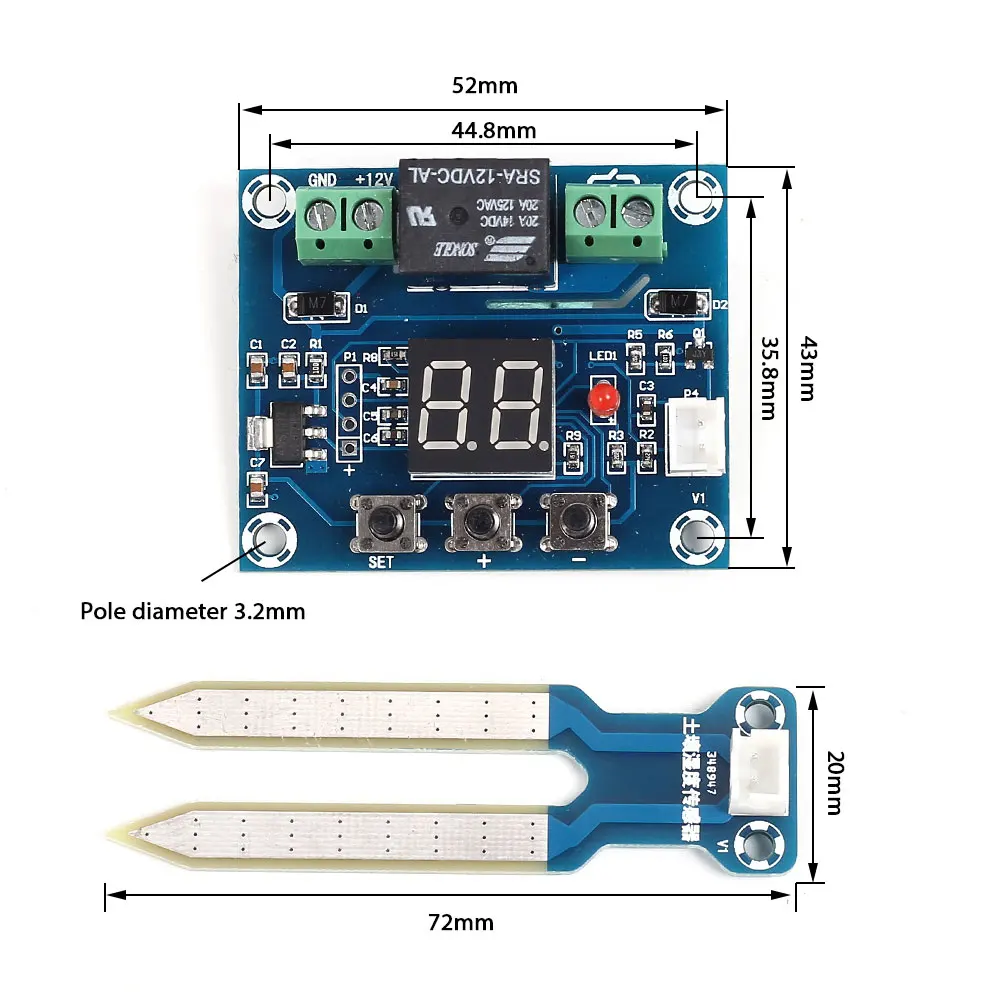 XH-M214 контроллер влажности, почвенный датчик, модуль 20-99% RH, автоматический контроль орошения, компьютерная система, красный цифровой дисплей, модуль