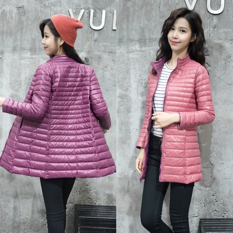 Beste Twee Kanten Te Dragen Licht Down Jas Vrouwen Winter Ultralight Witte Eendendons Jassen Vrouwtjes Vrouw Parka Dames Gewatteerd Lange overjas