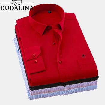 

DUDALINA Business Men's Shirts Men Shirt Long Sleeve Camisa Social Masculina Cotton Brand Clothings Shirt Man Embroidery Logo