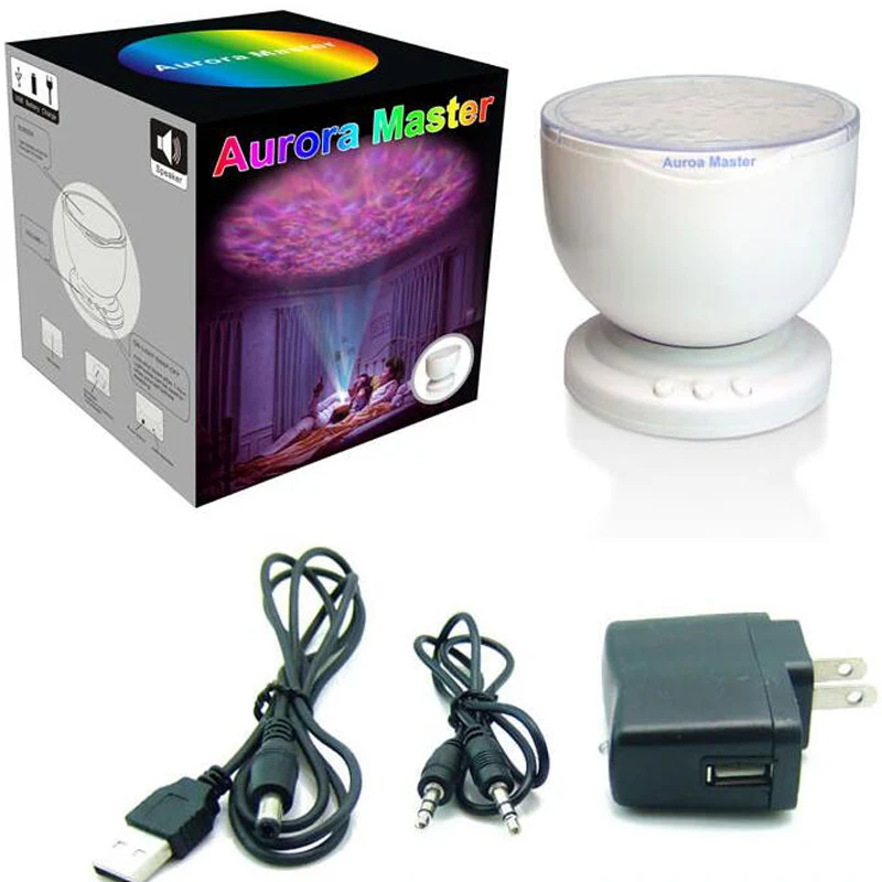 Аврора Мастер светодиодный светильник океанская волна расслабиться проектор светодиодный Ночной светильник лампа MP3 Iphone музыка Вход Динамик доставку службой DHL x 10 шт