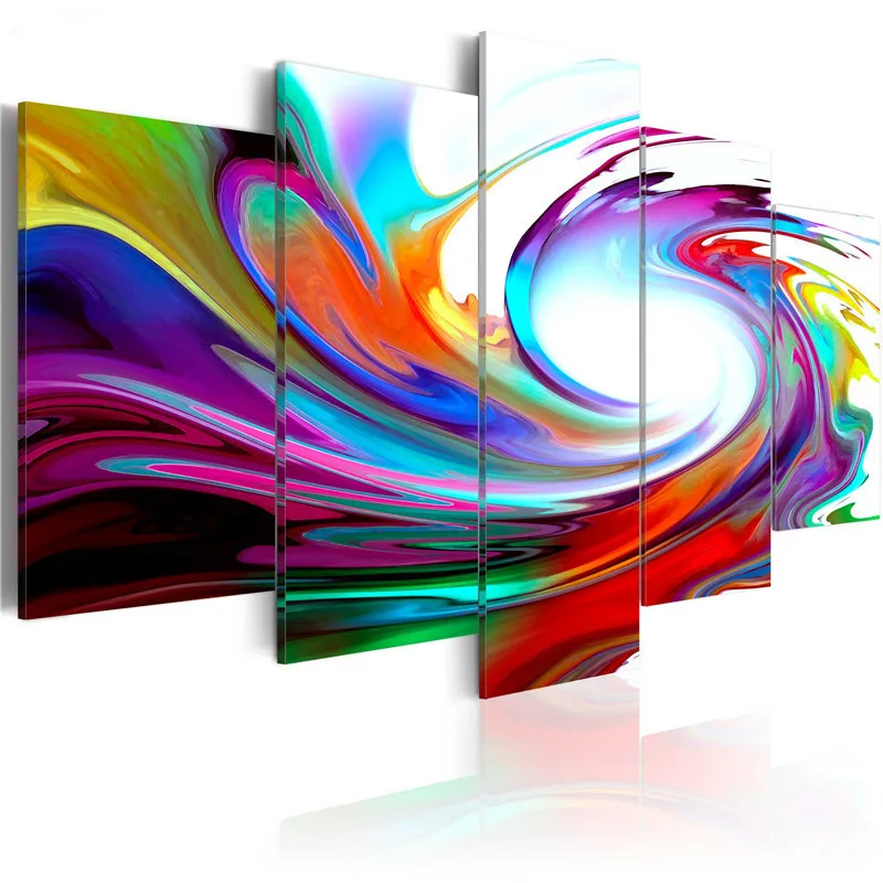 Canvas-Pictures-Wall-Art-Prints-5-Pieces-Colorful-Abstract-Swirl-Lines-Painting-Bedroom-Rainbow-Curved-Poster (1)